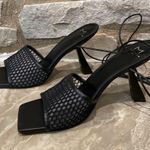 Marc Fisher Black Leather Strappy Ankle Square Toe Heel Shoes 10 Photo 1