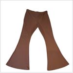 Just Polly Women's Medium Chocolate Brown High Waisted Flare Pants Wide Leg Photo 1