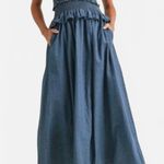 Klesis Strapless Blue Denim Tiered Midi Dress Size Small Photo 0