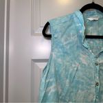 Time & Tru Blue/White Tie Dye PrintSleeveless Button Up Top XXL Photo 3