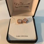 Earrings fine silver plated cubic zirconia in faux rose gold Photo 0