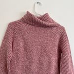 Nine West Cowlneck Sweater Mauve Pink White Marled Heather Cowl Neck Puff Sleeve Photo 11