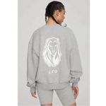 Good American  Oversized Zodiac Leo Gray Oversized Boyfriend Pullover Sweatshirt Photo 1