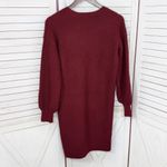EXPRESS  Metallic Shimmer Knit Balloon Sleeve Sweater Dress Burgundy Red Small Photo 7