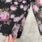 NWT 3rd + Malt Sheer Mesh Floral Top Longsleeve Ruched Side Dark Romantic Size L Black Size L Photo 3