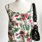 Isaac Mizrahi White Tropical Print Tank Top, Coconut Girl Y2K Boho Resortwear‎ Small Photo 0