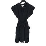 Sundays Womens June Flutter Sleeve Ruffle Tiered Mini Dress Black Size Small Photo 1