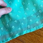 VANITY Aqua Seafoam Green Blue Swiss Dot Textured Mini Surplice Faux Wrap Dress Size M Photo 15