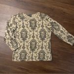 LR Baroque Courtship Pattern Silk Cotton Blend Top in Beige and Black M Tan Size M Photo 2