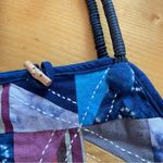 Handmade Japanese Patchwork Tote Bag 100% Cotton Navy Blue Photo 6