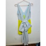 MARCHESA NOTTE Women's Neon Yellow Light Blue Bow Back Mini Dress Size 8 Photo 7