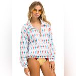 Aviator Nation BOLT EMBROIDERY FLEECE HALF ZIP SWEATSHIRT size small WHITE NWOT Photo 2