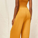 Lulus LULU’S Social Calendar Mustard Yellow Ribbed Knit Wide Leg Jumpsuit Photo 0