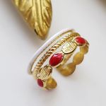 Free People New! FP Red White Gold Cuff Ring Photo 1