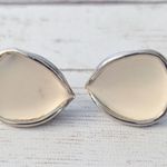 Vintage Stud Earrings Cream Concave Teardrop Photo 0