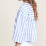 Kule The Keaton Crop Button Down Shirt white & sky blue size small Photo 1