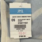 J. McLaughlin  Betsy Stripe Poncho‎ ONE SIZE NWT $188 Shaw Hood Loose Blue White Photo 4