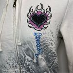 Ed Hardy Don  Christian Audigier White Butterfly Hoodie Sweater Size Small Y2K Photo 3