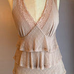 Michael Kors V neck sleeveless stretch lace tiered top with lace trim Size Small Photo 0