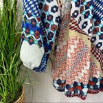 Anthropologie Multi Print Boho Peasant 3/4 Length Sleeve Top By Fig & Flower L Photo 2