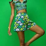 Autumn Adeigbo Shorts Women 2 Green Scalloped Fan Print High Waist Debbie Shorts Photo 0
