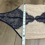 Victoria's Secret Victoria’s Secret V Wire Beige And Blue Lace V-String Teddy Bodysuit Size Medium Photo 12
