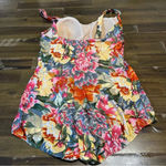 Beach Bay Vintage Floral One Piece Bikini Gold Faux Wrap Skirt 10 Retro Pin Up Photo 5