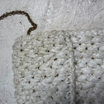 Rodo Raffia Crochet Clutch Handbag Gold Chain Tassel Ivory Evening Bag White Photo 3