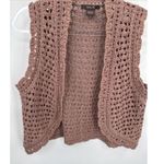 Vintage Y2K Heather B Crochet Knit Vest Large Mauve Pink Cotton Romantic Country Photo 2