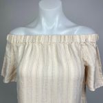 H&M Cream Tan Off The Shoulder Striped Short Sleeve Pullover Blouse Top Size 2 Photo 3