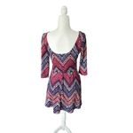 Lila Rose Lily Rose Stretch Fit and Flare Chevron Dress Junior Size S Western Boho Indie Photo 1