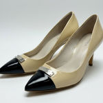 Coach NWD  Zan Pointed Toe Pumps Size 6.5B Tan & Black Leather Heels Photo 0