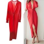 Venus coral front tie knotted maxi dress Photo 2