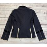 BCBGMAXAZRIA BCBG Maxazria Military Officer Blazer Coat Button Zip Velvet Trim Navy Blue XS Photo 5