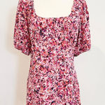 NWT Stillwater Women's Pink‎ Puff Sleeve Square Neck Floral Dress Size Medium Pink Photo 0