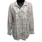 Bethany Mota  Pink/White Plaid Crochet Long Sleeve Shirt Button Up Size‎ M Photo 0