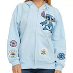 Disney Lilo & Stitch Hoodie Full Zip Sweatshirt Women's XS Blue Freeze Casual Photo 0
