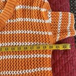 Talbots  Sweater Womens L Pet Orange White Stripe Long Sleeve Open Knit Pullover Photo 1