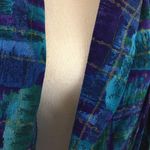 Vintage 90s Blue Watercolor Abstract Blazer Open Jacket Maren Petite Teal Purple Photo 4