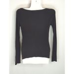 ZARA  Black Button Down Ribbed Wool Blend Knit Scoop Neck Top Women's Medium Photo 2