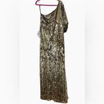 Mac Duggal Cap Sleeve Gown Gold Cowl Neck Trumpet Sequin Gown Maxi Dress 16 Photo 7