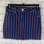 American Eagle NWOT High Rise Striped Denim Y2K Americana Mini Skirt Size 6 Photo 0