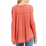 Free People  We The Free Coral Thermal Henley Babydoll Top Size Medium EUC Photo 3