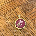 Vintage Elegant Gold and Pink Floral Pendant Photo 0