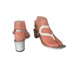 MARTIN CLAY WHITE PATENT LEATHER HEART THEME BLOCK HEEL SANDALS (36) Size 5 Photo 8