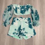 Chicways Green Off Shoulders Two Piece Outfit Photo 0