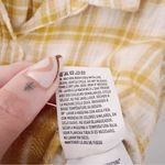 American Eagle  Cropped Flannel Plaid Button Down Long Sleeve Cotton Yellow Cream Photo 5