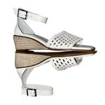 Vince Camuto NEW White Leather Bretandi Basket Weave Espadrille Wedge Sandals 9 Photo 7
