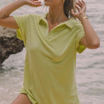 Araminta James Terry Cloth Dress Size XS Neon Green Polo Oversized Photo 0