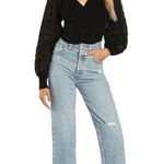 Lulus Lulu’s Enticing Style Black Ribbed Swiss Dot Balloon Sleeve Top Photo 1